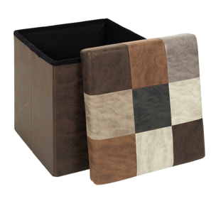 Coffre Pouf Pliable Patchwork Pu M4