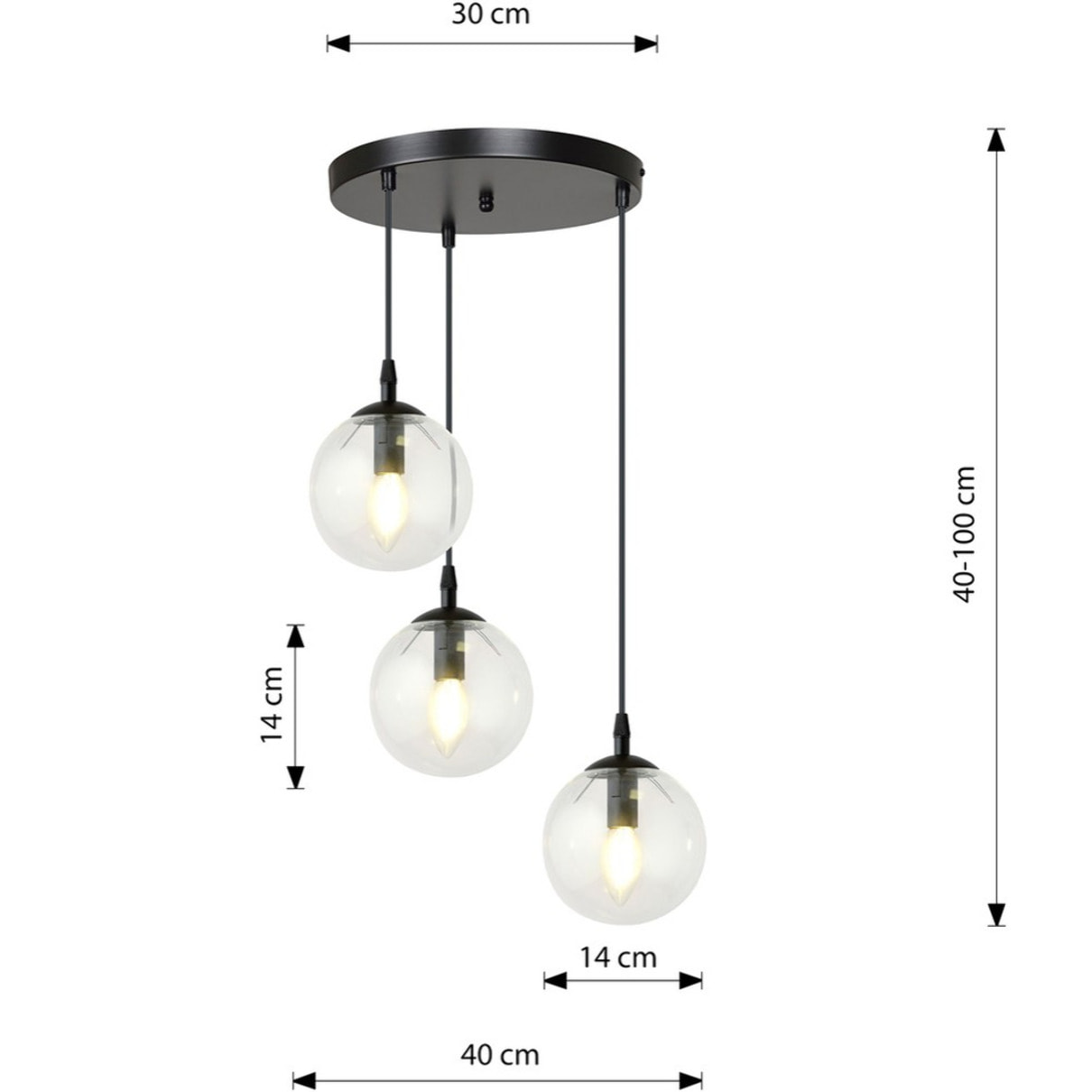 Lampada a sospensione Cosmo in acciaio nero con diffusori in vetro