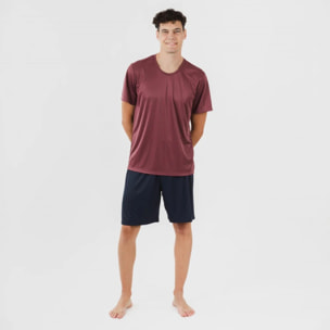 Conjunto deportivo corto tecnico hombre burdeos marino
