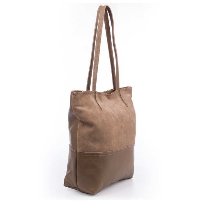 Bellino Borsa Tote Donna. Pelle autentica Camoscio e Dollaro.