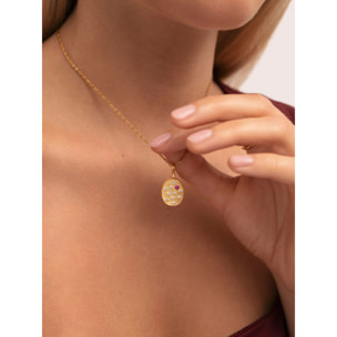 Charm Sello Rosa Baño Oro