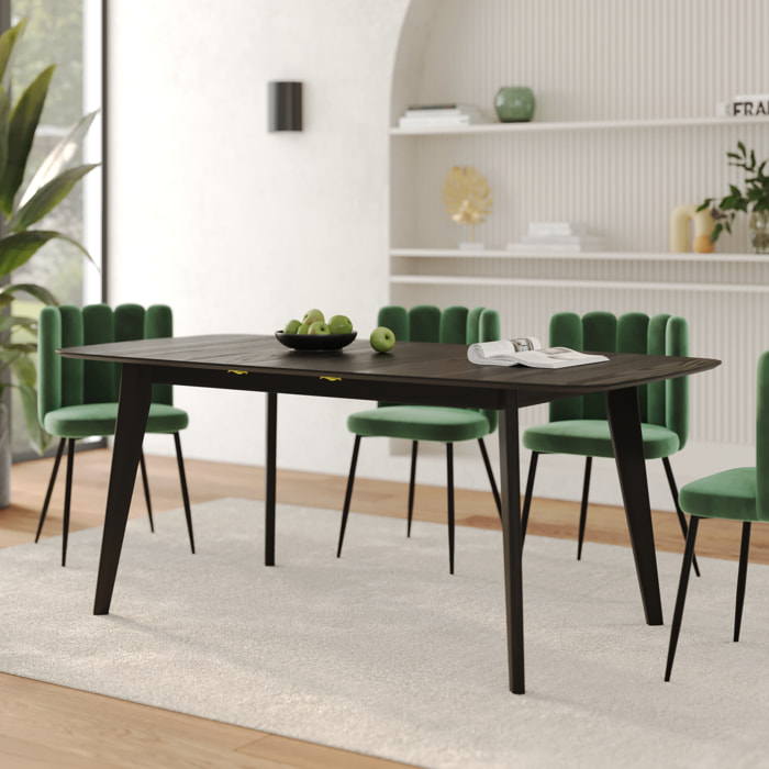 Table rectangulaire 4/6 personnes extensible en bois noir 150/180 cm - Oman