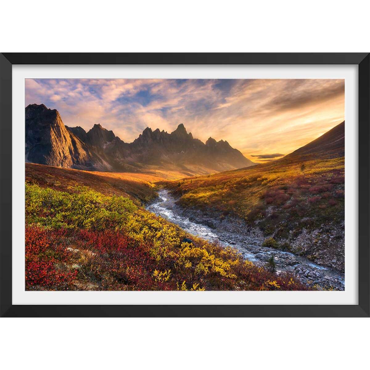 Affiche paysage moutain paradise Affiche + cadre en bois - Noir