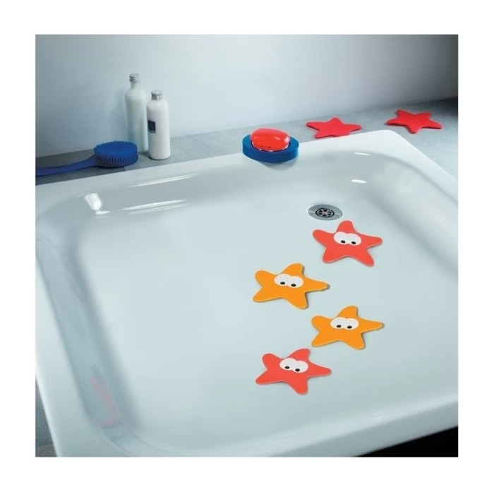 sticker figurine antidérapant de douche ou baignoire STARFY x5 pcs Rouge Spirella