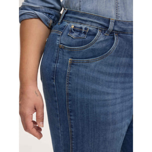 Fiorella Rubino - Jeans straight con maxi risvolo e doppia tasca - Blu