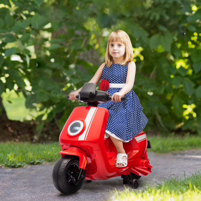 Scooter électrique enfant - moto enfant 6V 25W 2 vitesses 1,5-3 Km/h - effets sonores lumineux - rouge