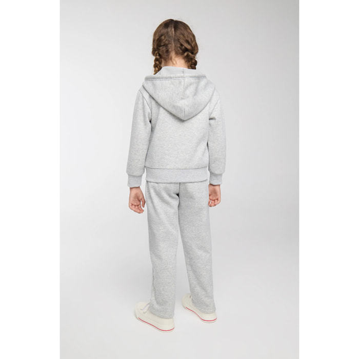 Chándal deportivo de niña afelpado chaqueta y pantalón recto gris