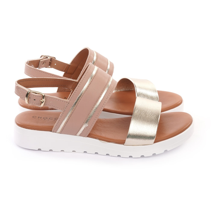 SANDALO ZEPPA DOPPIA FASCIA ROSA