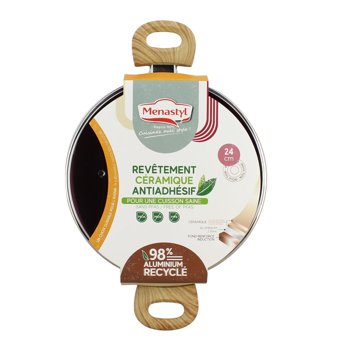 Faitout 24cm en aluminium recyclé lilas - tous feux COLORAMA