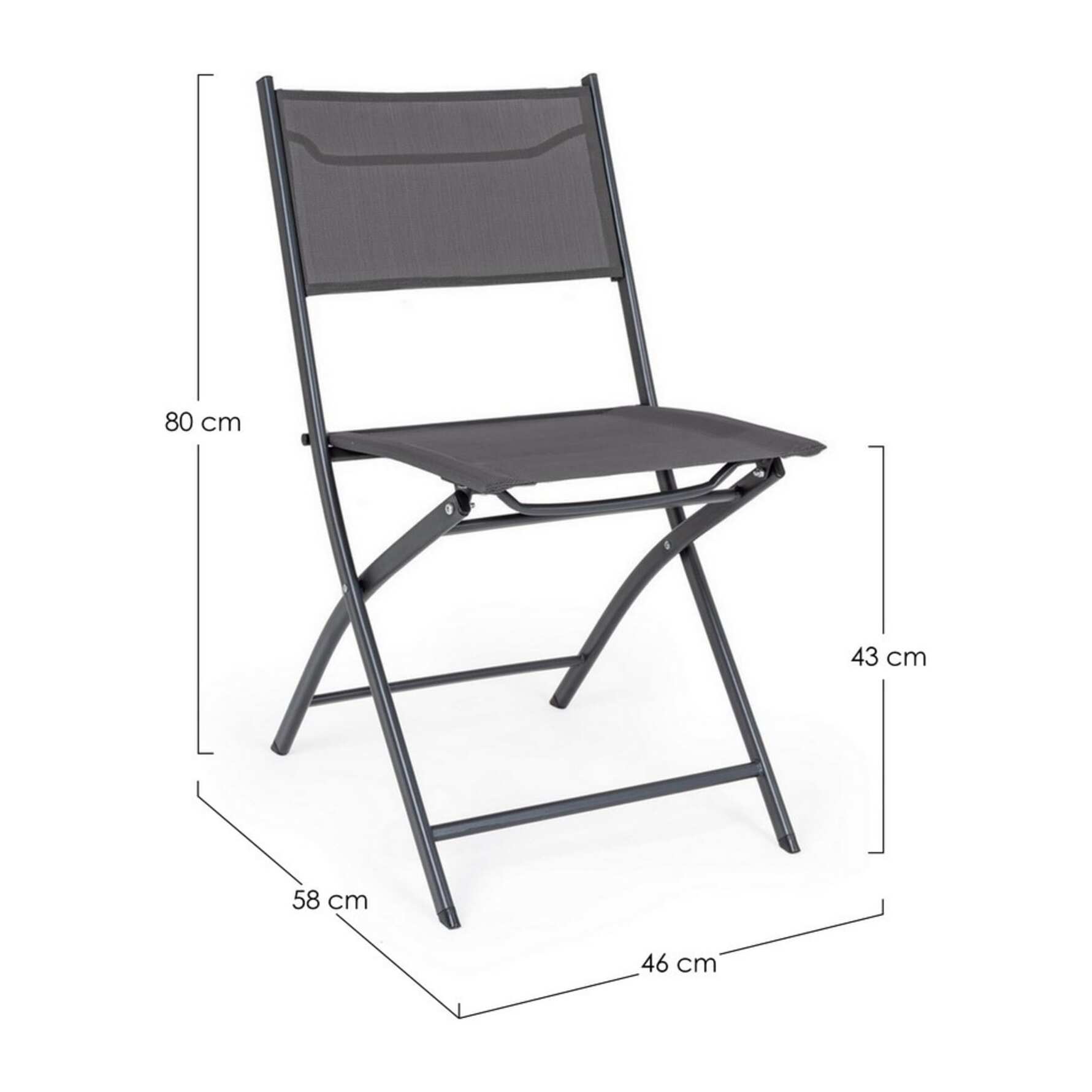 Set di 4 sedie MANCOR in acciaio e textilene antracite, pieghevoli