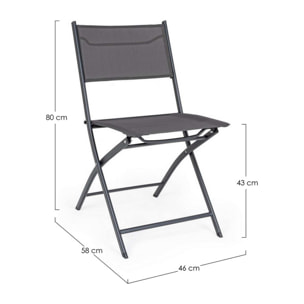 Set di 4 sedie MANCOR in acciaio e textilene antracite, pieghevoli