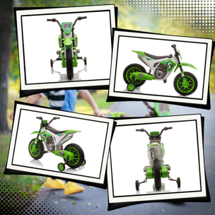 Moto Eléctrica para Niños de +3 Años 12V Moto de Juguete Infantil con 2 Ruedas de Equilibrio Velocidad 3-8 km/h Arranque Suave 106,5x51,5x68 cm Verde