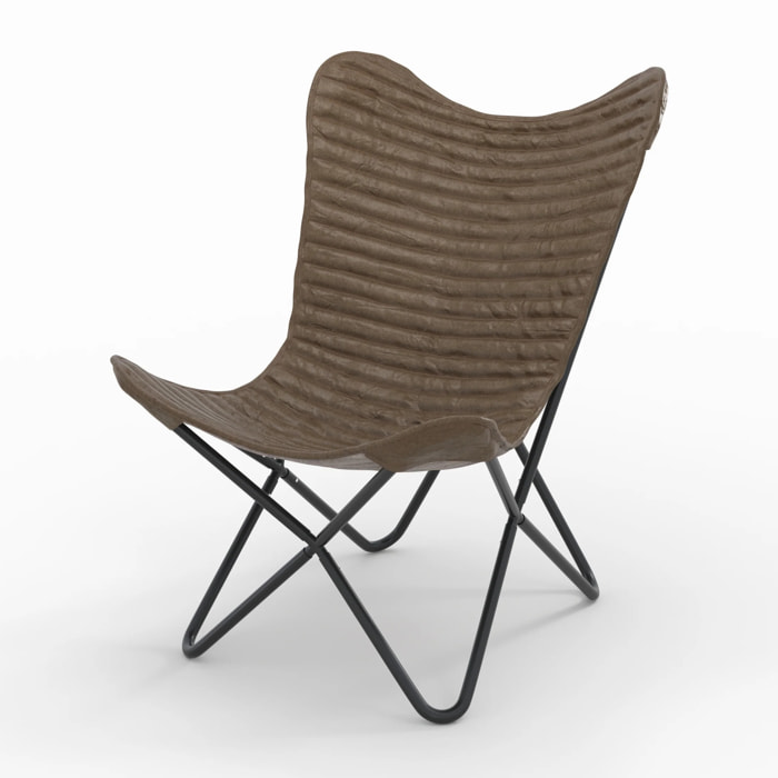 Fauteuil papillon en cuir de chèvre marron - Octave