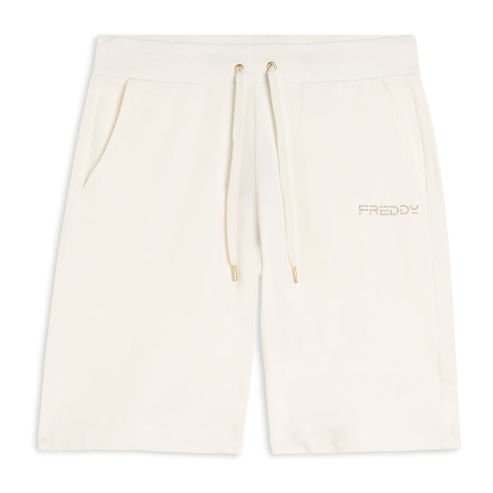 Bermuda in jersey con logo perline