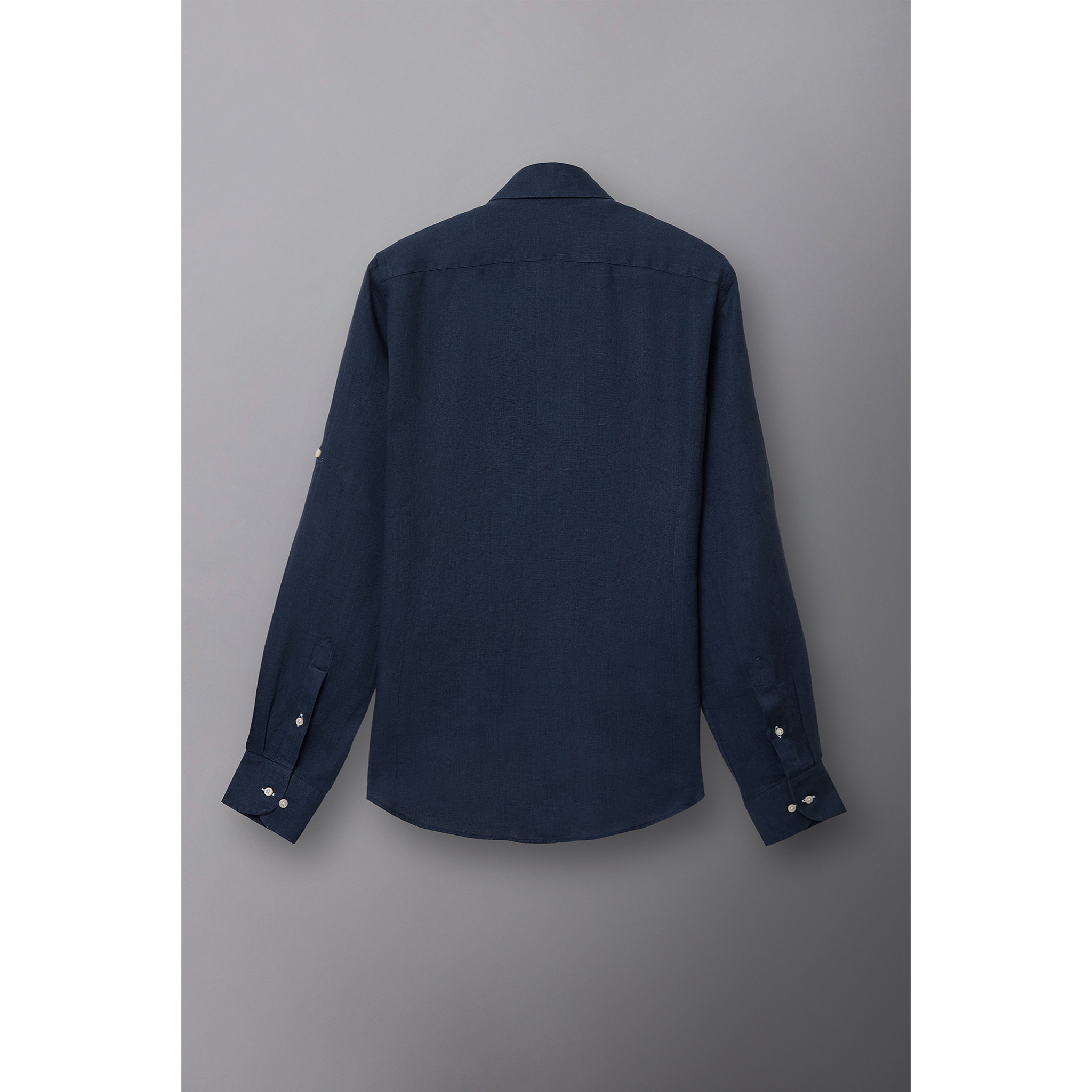 Camicia Uomo 1 Bottone Italiano Lino Unito Blu