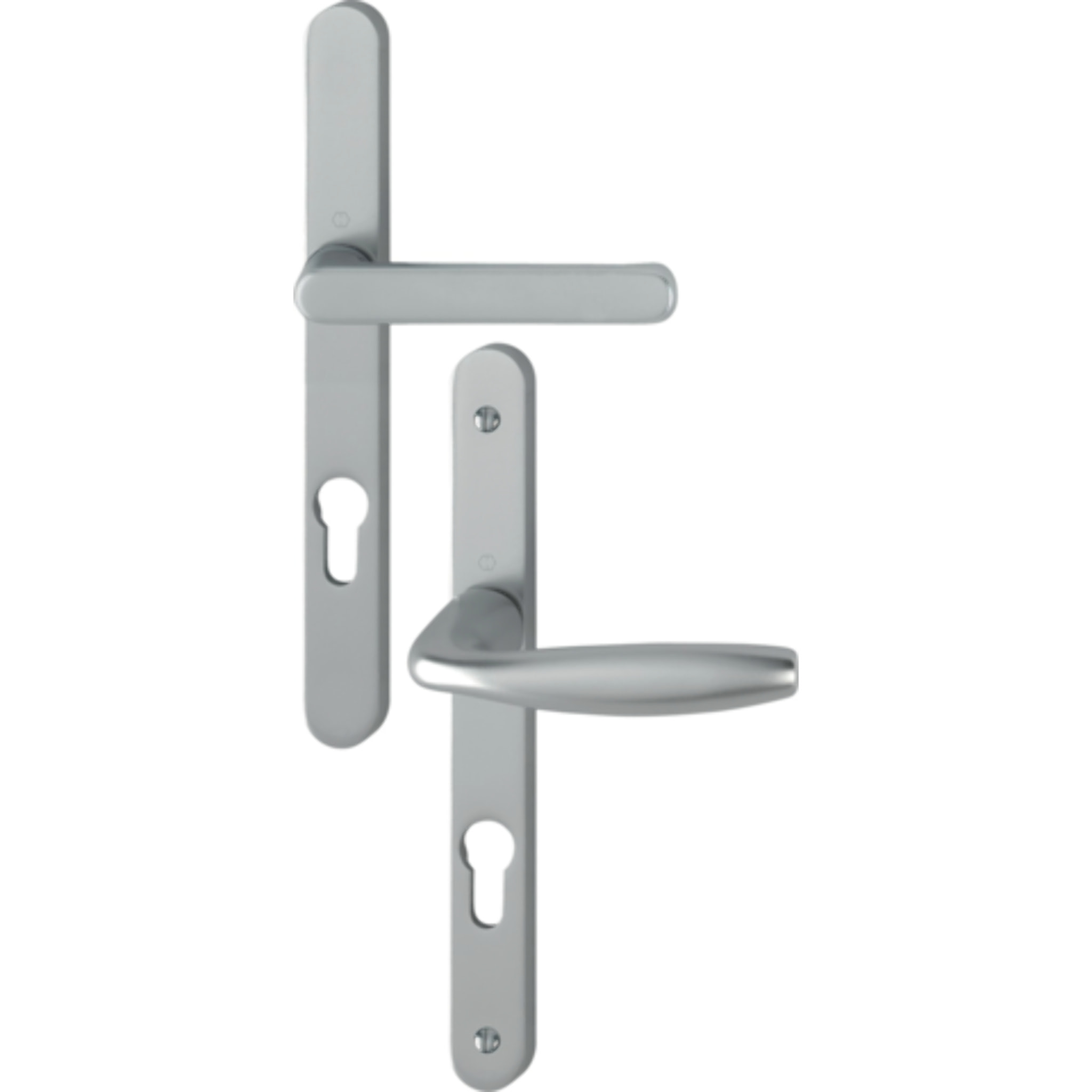 Ensemble de porte plaque étroite New york Clé i aspect inox F9 HOPPE - 099KH/300LMSGL/1810 - 195mm - entr.7/70 C.7 - 58/67 - 3294008