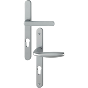 Ensemble de porte plaque étroite New york Clé i aspect inox F9 HOPPE - 099KH/300LMSGL/1810 - 195mm - entr.7/70 C.7 - 58/67 - 3294008