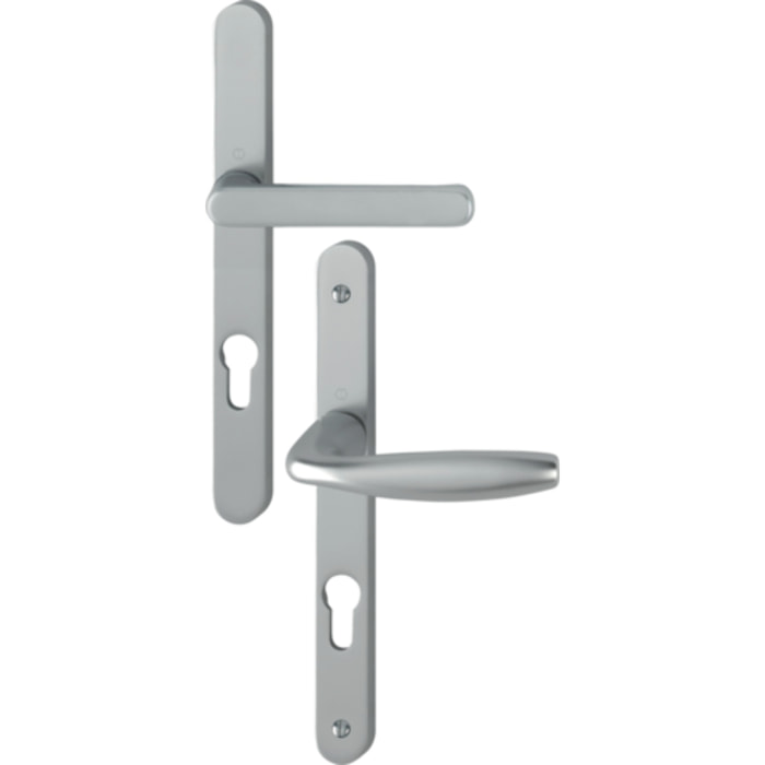 Ensemble de porte plaque étroite New york Clé i aspect inox F9 HOPPE - 099KH/300LMSGL/1810 - 195mm - entr.7/70 C.7 - 58/67 - 3294008