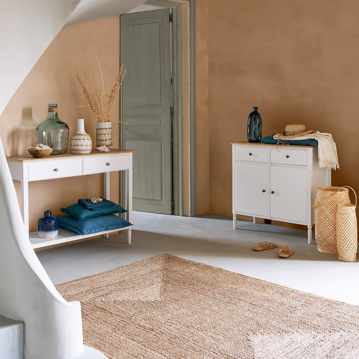 Console "Solen" - blanc et bois