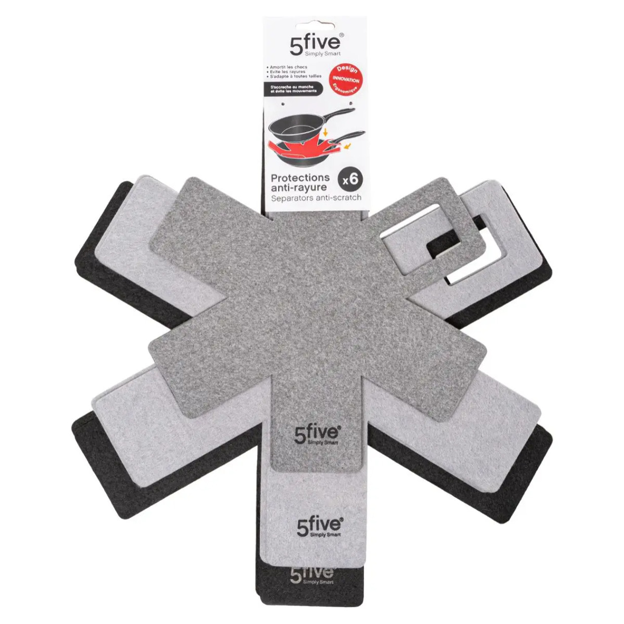 6 protections anti-rayures gris/noir