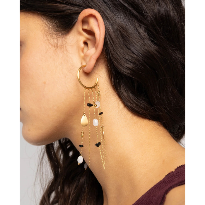 Pendientes de acero con piedras y cadenas de mujer