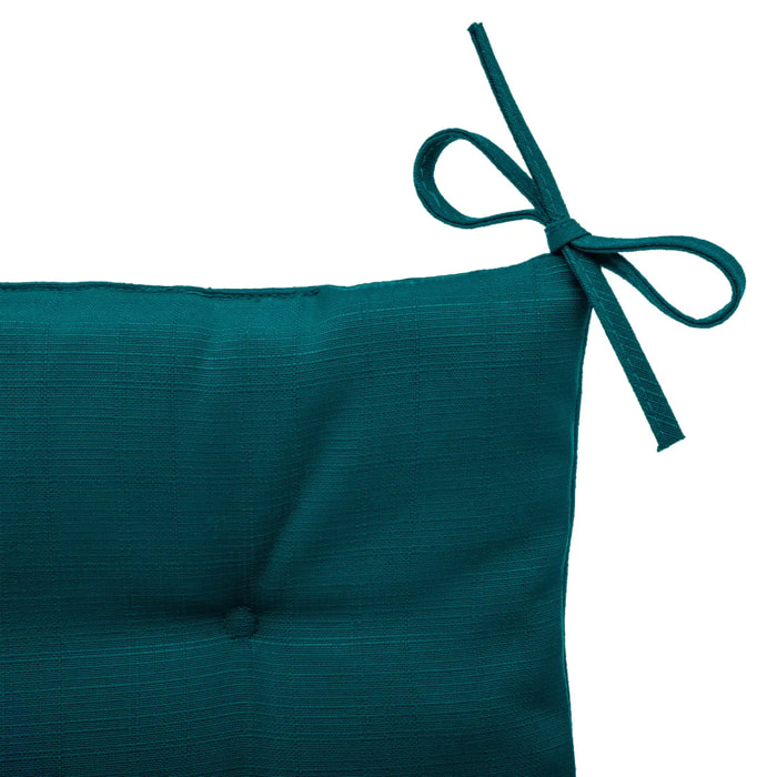 Galette de chaise carrée 4 points "Korai" bleu canard 40x40x4cm en polyester