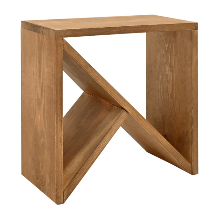Table de chevet ou table d'appoint en bois massif ton chêne foncé en différentes tailles