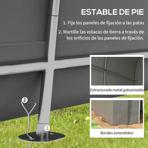 Carpa de Jardín Exterior para Herramientas, Bicicletas, 2,4x1,6x1,9 m, Cobertizo Exterior con Marco de Acero, Puerta Enrollable con Cremallera, Impermeable, Garaje Portátil, Gris Claro
