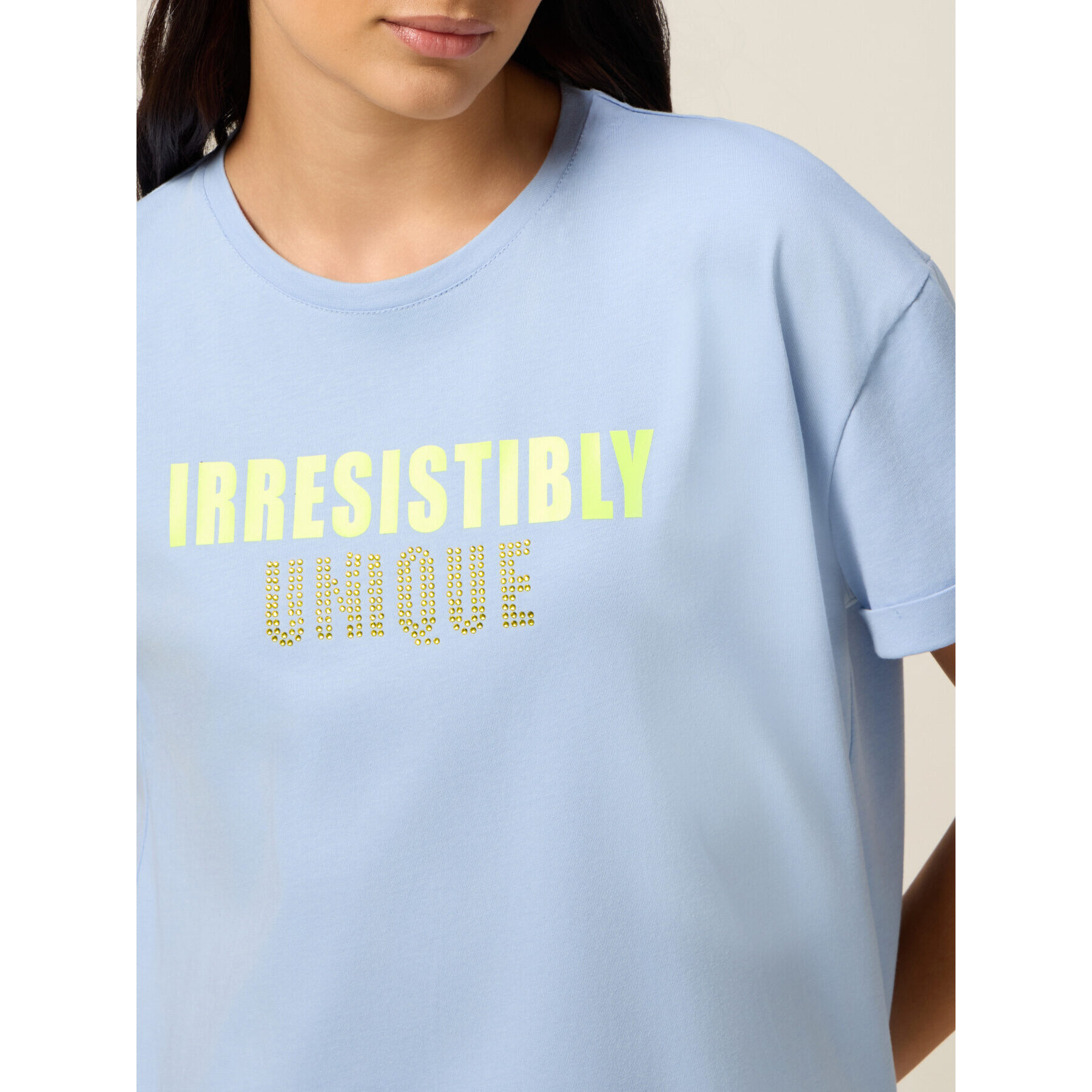 Oltre - T-shirt con stampa e foulard - Azzurro