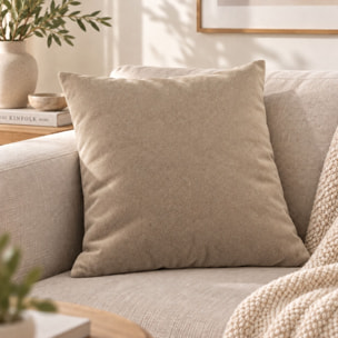 Coussin velours  - Effet peau de pêche - Beige
