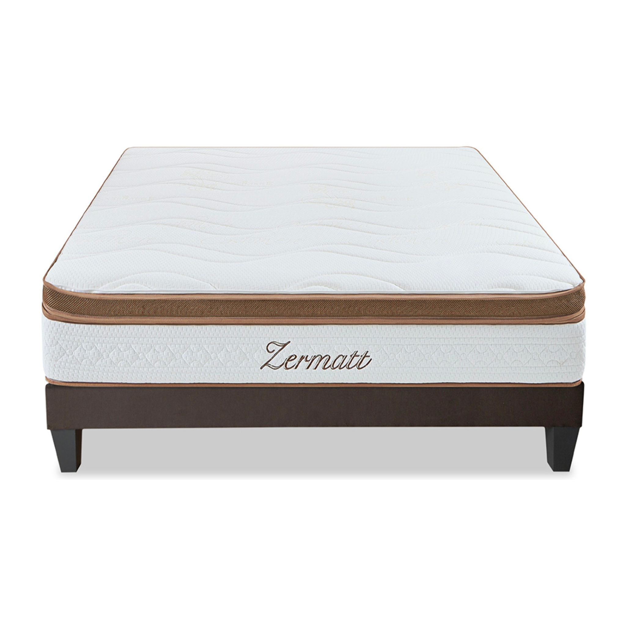 Ensemble Matelas Zermatt & Sommier KIT15, 31 cm, Mémoire de Forme avec Surmatelas, Technologie Tri-Lattes, Soutien Ferme
