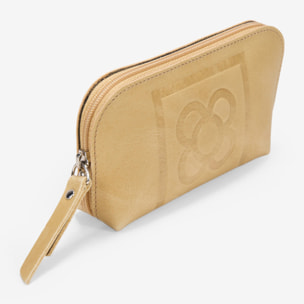 Monedero oro piel con flor de Barcelona