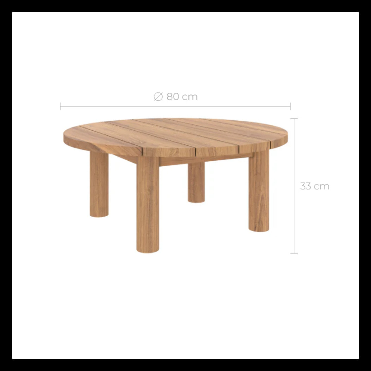Table basse ronde de jardin en bois de teck massif D80 cm - Aurland