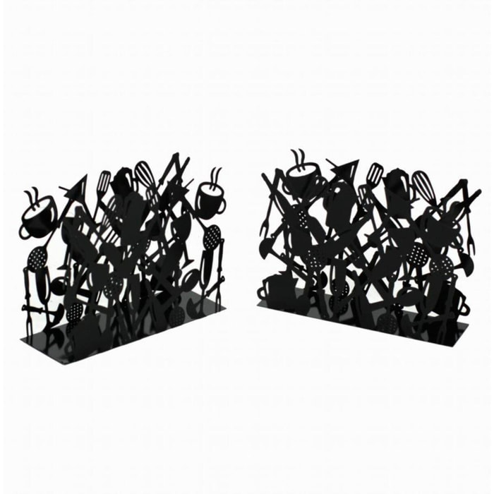 Set di due portariviste in metallo design posate nero cm35x12h26
