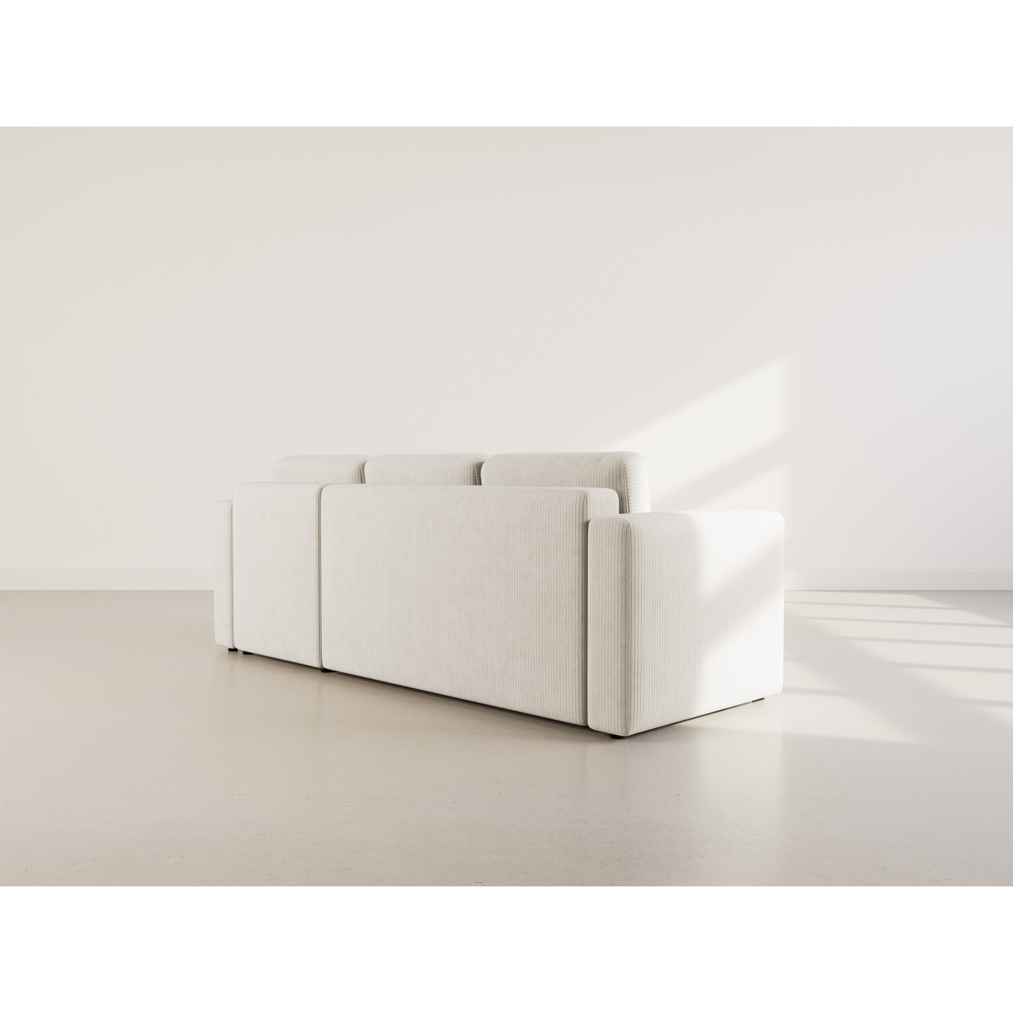 Canopy - canapé d'angle réversible 4 places convertible avec coffre en velours côtelé - Beige