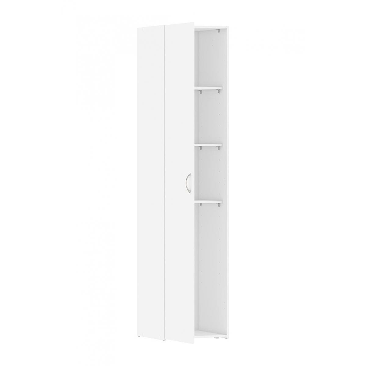 Armadio guardaroba ad anta singola con tre ripiani interni, colore bianco, Misure 39 x 175 x 41 cm