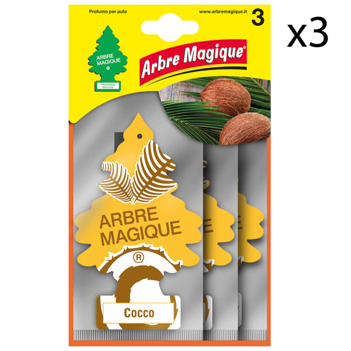 3x Arbre Magique Fruit Profumatore Solido per Auto Fragranza Cocco