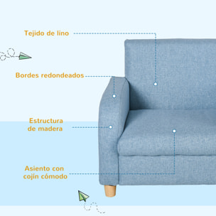 Sillón Infantil Acolchado con Reposabrazos Estructura de Madera 49x45x44 cm Azul