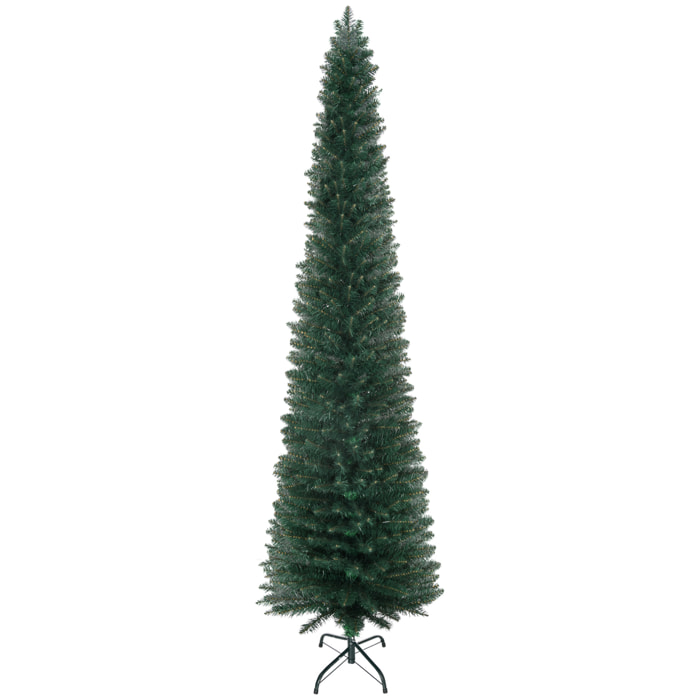 Árbol de Navidad Estrecho 210 cm, Árbol de Navidad Artificial con 510 Ramas, Base Plegable y Soporte Metálico, Fácil Montaje, para Salón, Interior, Verde