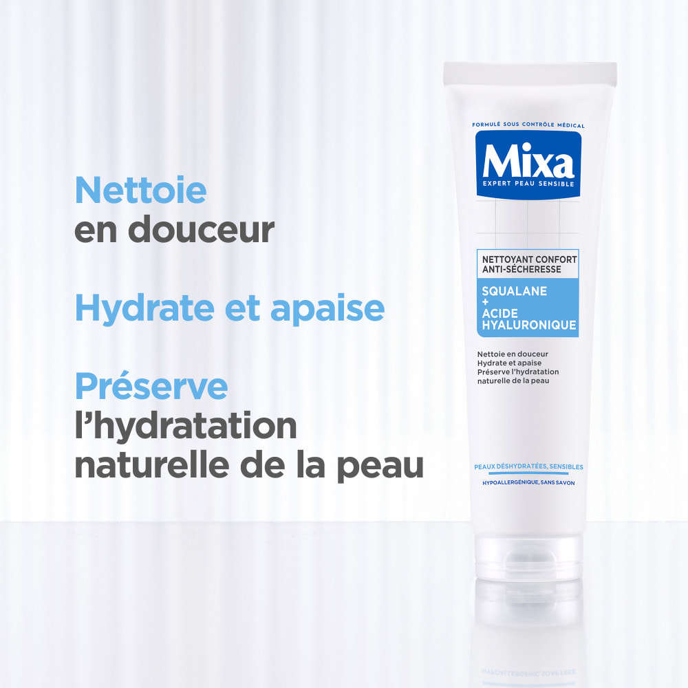 Mixa Nettoyant Confort Anti-sécheresse au Squalane et Acide Hyaluronique 150 ml