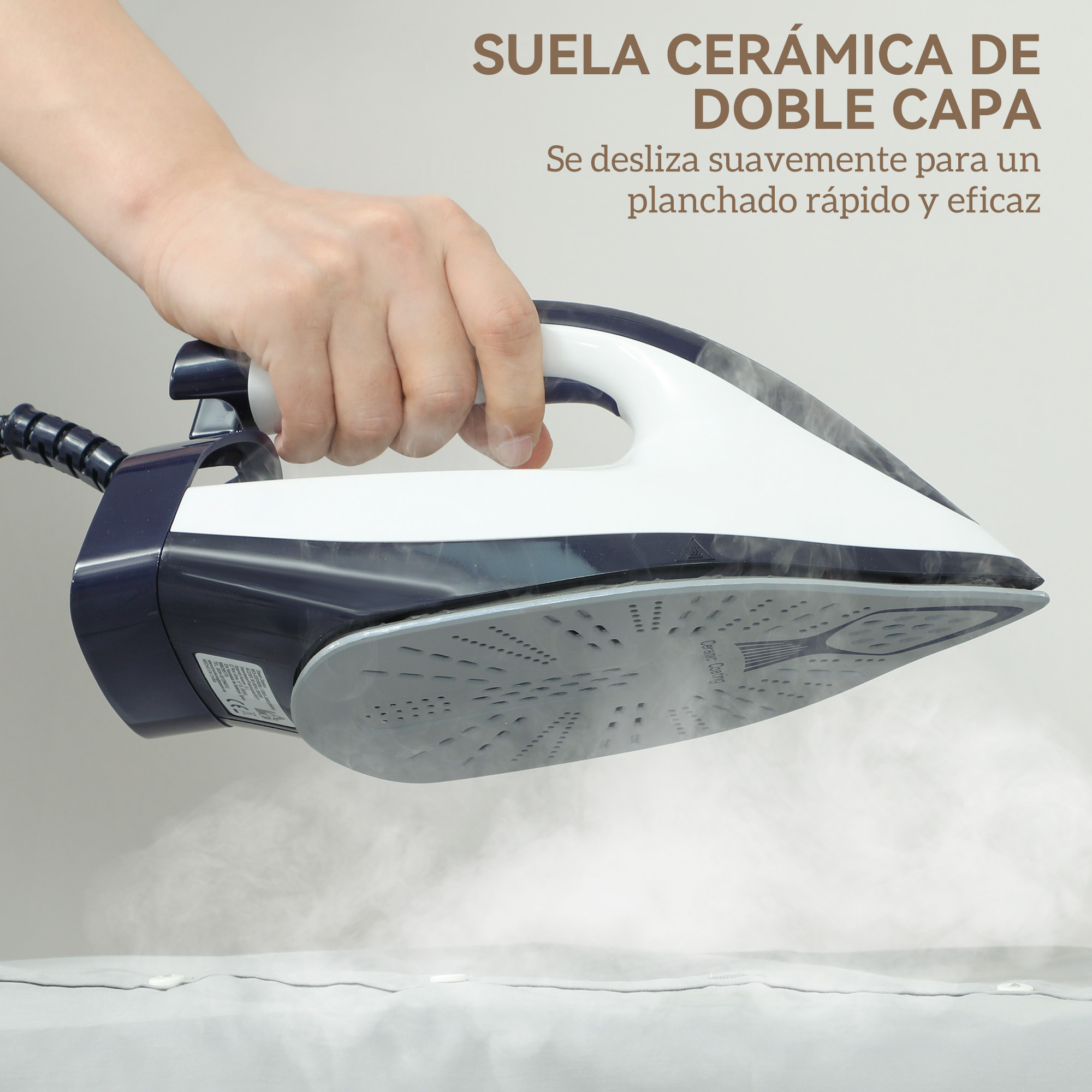 Centro de Planchado 2800W 100 g/min 8 Bares Función ECO Suela de Cerámica Doble Capa Planchado Vertical Potente Apagado Automático Sistema Antical Autolimpieza Depósito Extraíble 2 L Azul