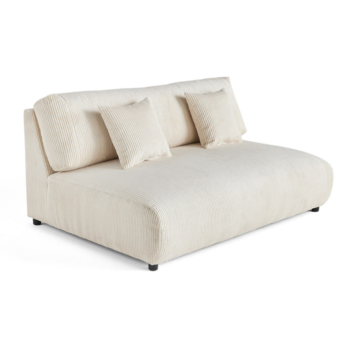 Garance - module d'assise 3 places sans accoudoirs - en velours côtelé - Beige