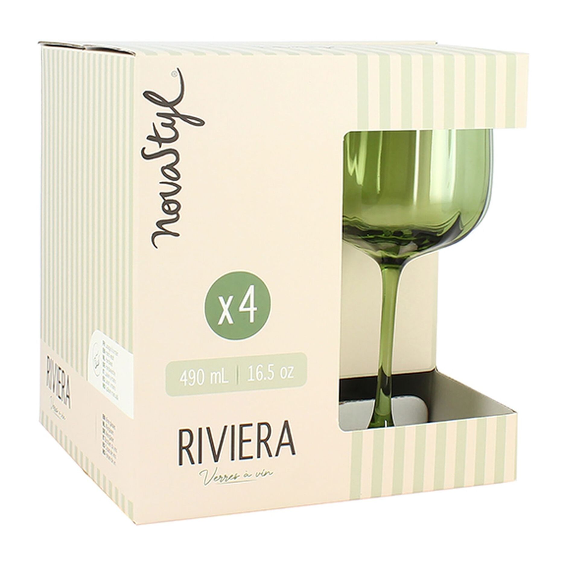 Lot de 4 verres à pied en verre 49cl verts RIVIERA