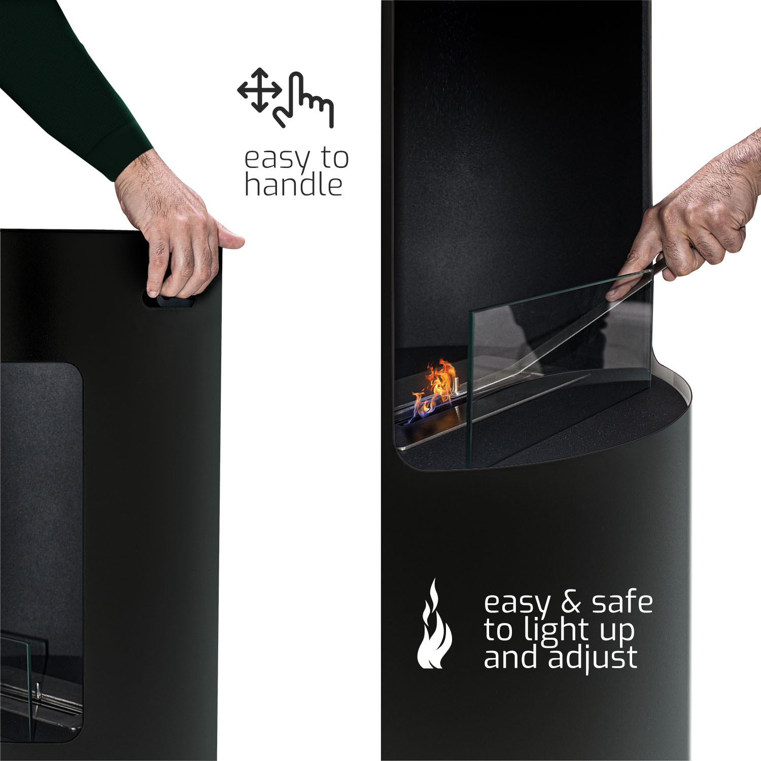 Giulio Cesare - Caminetto a bioetanolo da terra con 1 bruciatore da 1.5L Ø40x80 cm