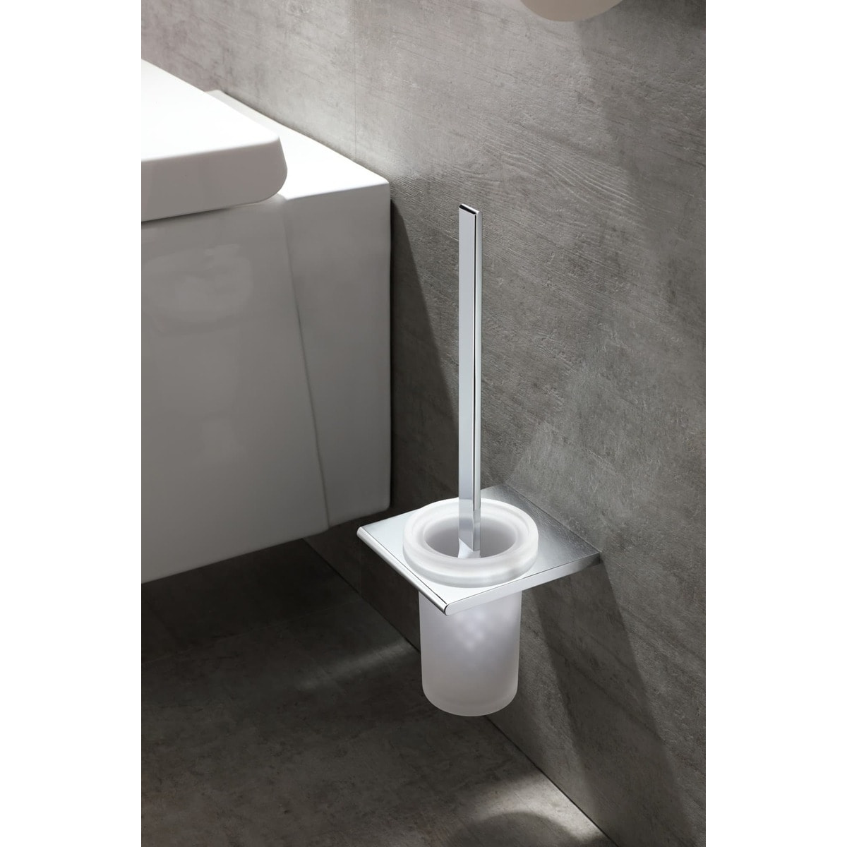 Evolution R Brosse WC en Verre avec support mural en Aluminium (SATDEVOR37)