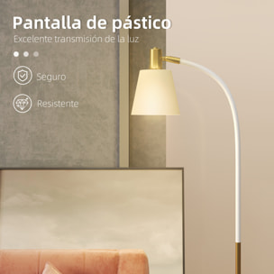 Lámpara de Pie LED Lámpara de Pie Salón con Altura Ajustable Pantalla Interruptor Basculante para Sala de Estar Oficina Dormitorio Blanco y Dorado
