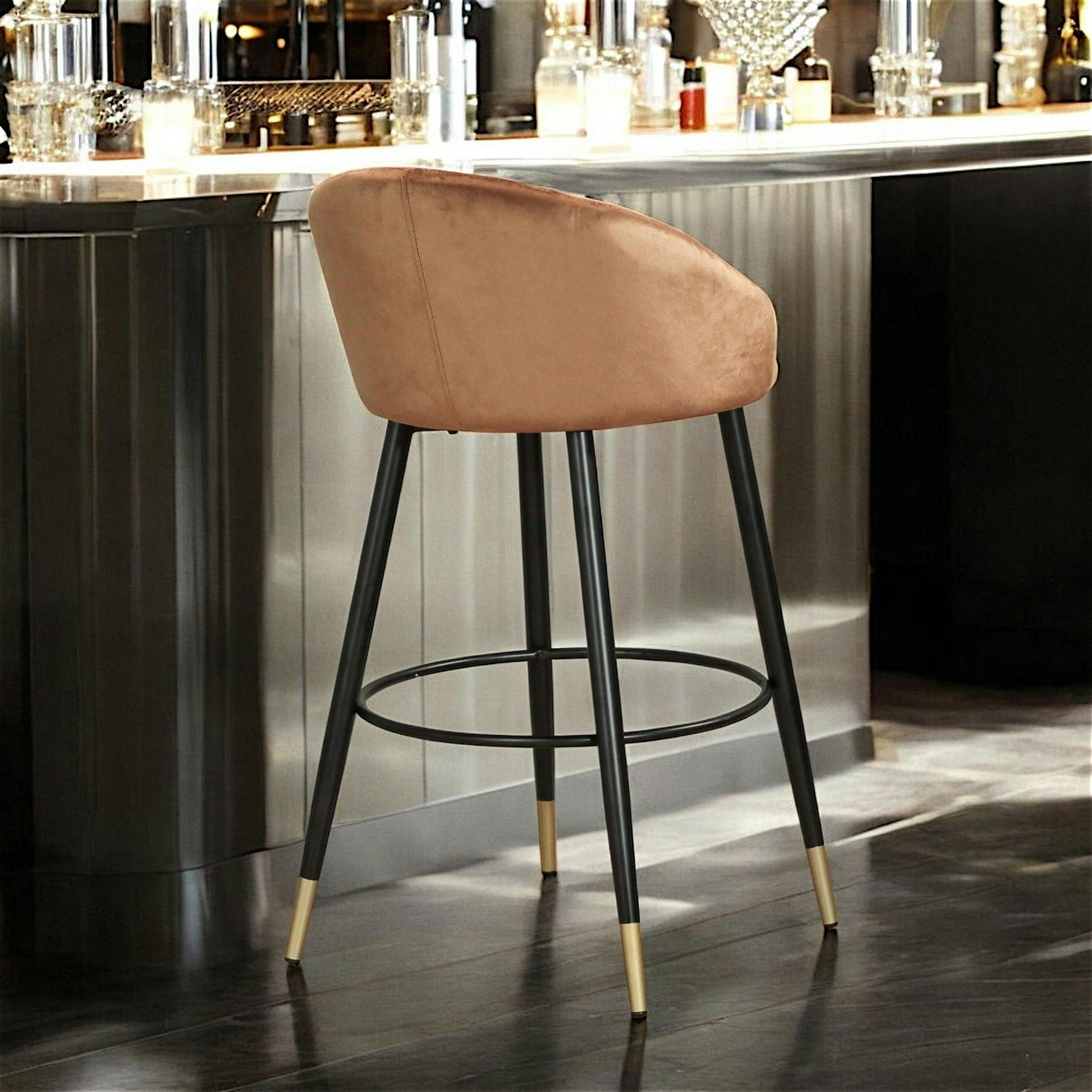 Chaise de bar coquillage velours doré (lot de 2) HAWAI