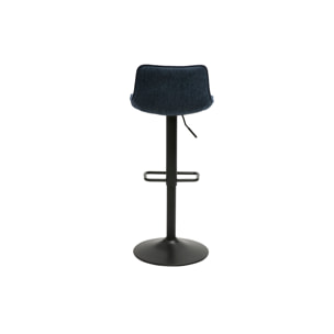 Tabourets de bar réglables pivotants 360° en tissu effet velours texturé bleu foncé et métal noir (lot de 2) BOOST