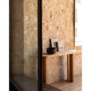 Consola de madera maciza tono roble oscuro de 120x80cm Alto: 80 Largo: 120 Ancho: 35