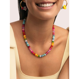 Collar Bloom Stones Acero Baño Oro